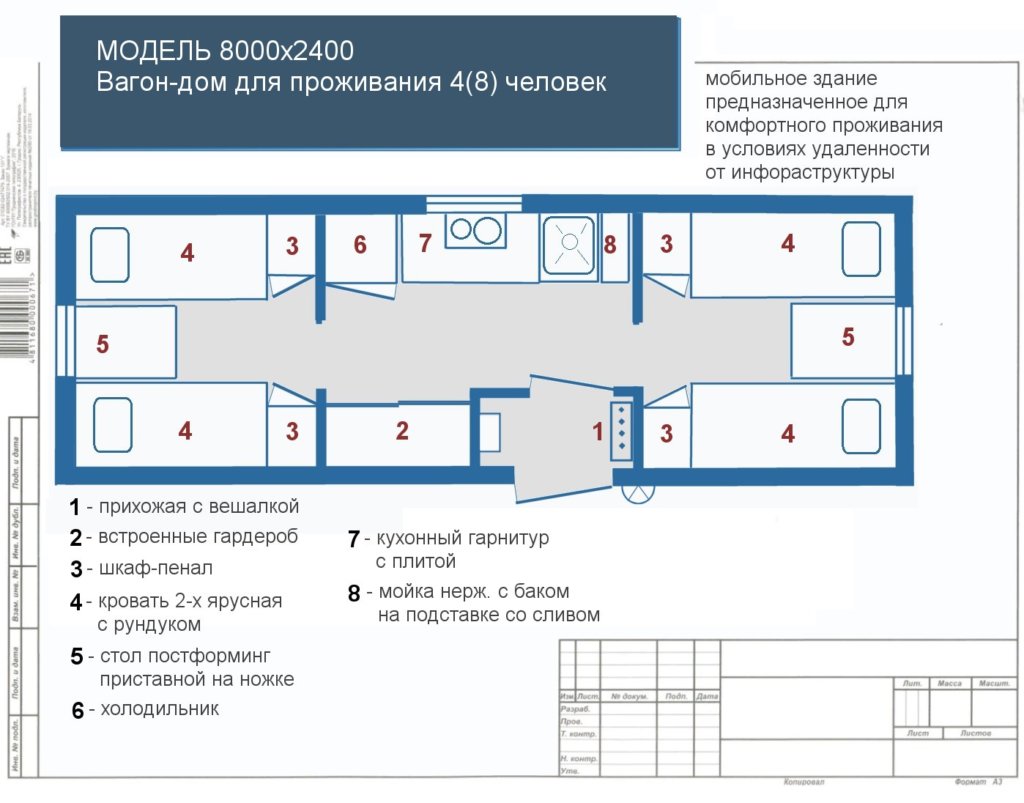 Стандарт | Планировки вагон-домов